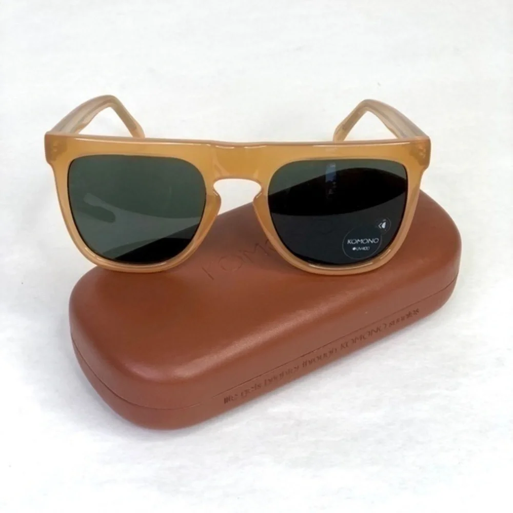 KOMONO Bennet Amber Sunglasses NEW tan gold shield UV400 - Picture 7 of 13